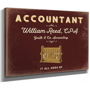 Personalized Accountant Sign, It All Adds Up, Oxblood & Gold, image 8