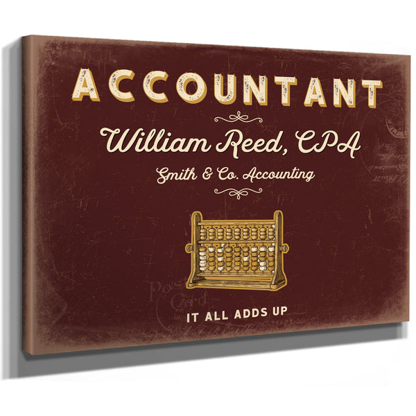 Personalized Accountant Sign, It All Adds Up, Oxblood & Gold, image 8