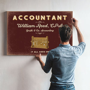 Personalized Accountant Sign, It All Adds Up, Oxblood & Gold, image 9