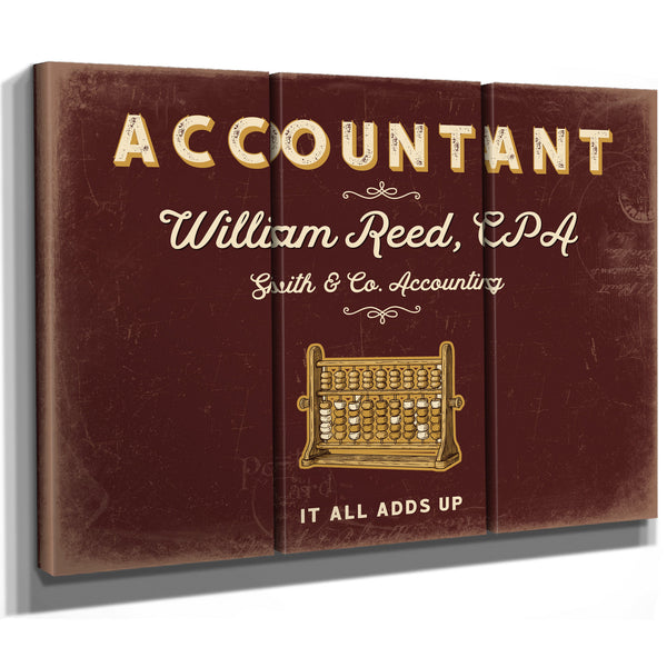 Personalized Accountant Sign, It All Adds Up, Oxblood & Gold, image 14