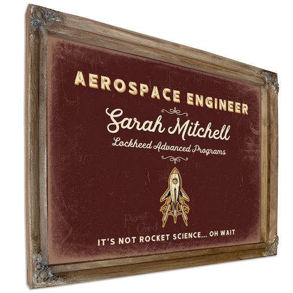 Personalized Aerospace Engineer Sign, It's Not Rocket Science... Oh Wait, Oxblood & Gold, image 6