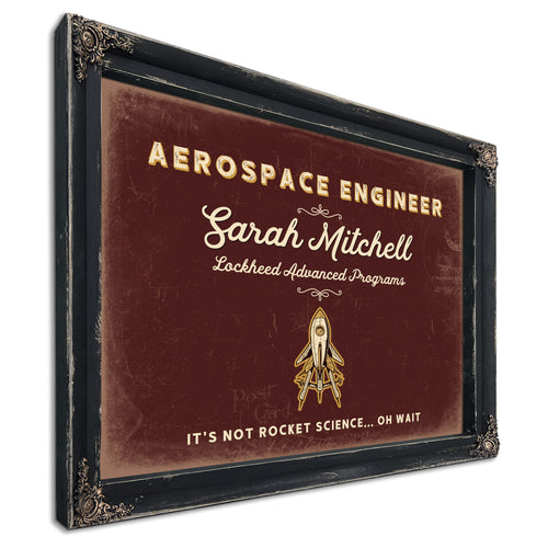 Personalized Aerospace Engineer Sign, It's Not Rocket Science... Oh Wait, Oxblood & Gold, image 1