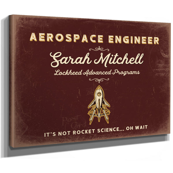 Personalized Aerospace Engineer Sign, It's Not Rocket Science... Oh Wait, Oxblood & Gold, image 8