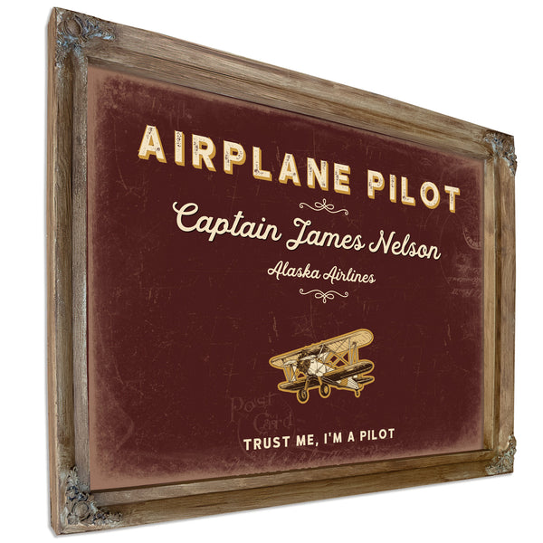 Personalized Airplane Pilot Sign, Trust Me, I'm a Pilot, Oxblood & Gold, image 6
