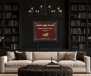 Personalized Airplane Pilot Sign, Trust Me, I'm a Pilot, Oxblood & Gold, image 16