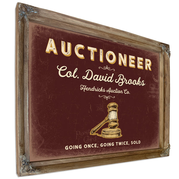 Personalized Auctioneer Sign, Going Once, Going Twice, Sold, Oxblood & Gold, image 6
