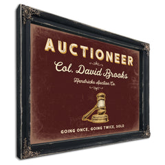 Personalized Auctioneer Sign, Going Once, Going Twice, Sold, Oxblood & Gold, image 1