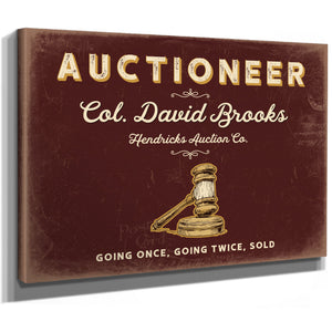 Personalized Auctioneer Sign, Going Once, Going Twice, Sold, Oxblood & Gold, image 8