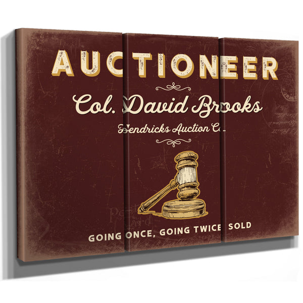 Personalized Auctioneer Sign, Going Once, Going Twice, Sold, Oxblood & Gold, image 14