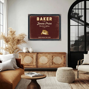 Personalized Baker Sign, Fresh From the Oven, Oxblood & Gold, image 4