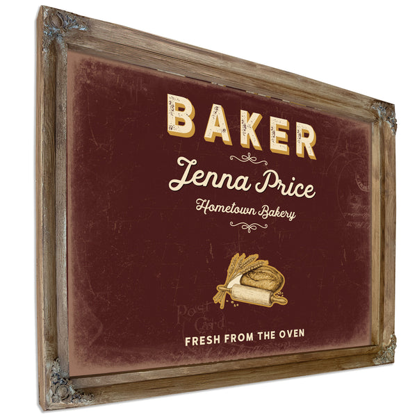 Personalized Baker Sign, Fresh From the Oven, Oxblood & Gold, image 6