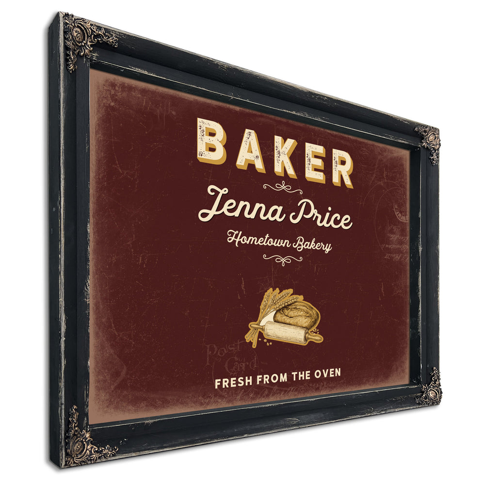 Personalized Baker Sign, Fresh From the Oven, Oxblood & Gold, image 1