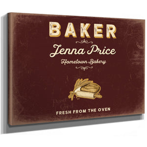Personalized Baker Sign, Fresh From the Oven, Oxblood & Gold, image 8