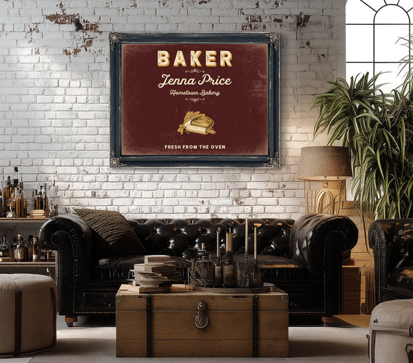 Personalized Baker Sign, Fresh From the Oven, Oxblood & Gold, image 18