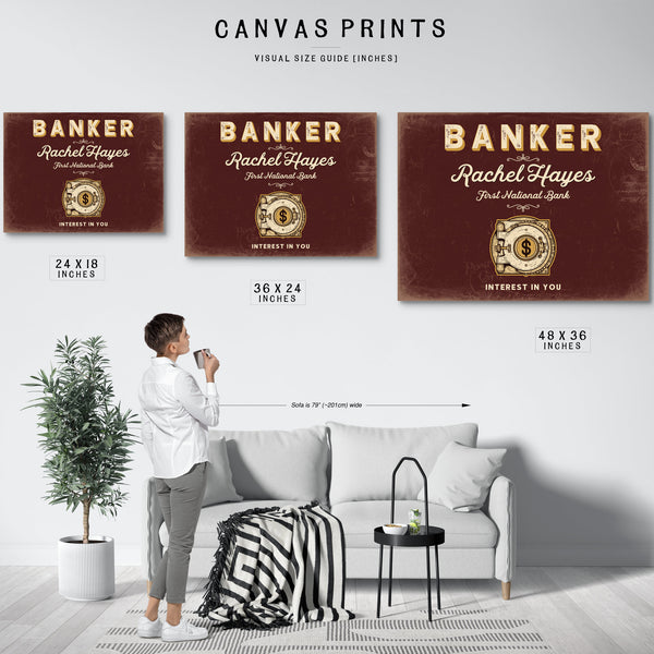 Personalized Banker Sign, Interest in You, Oxblood & Gold, image 10