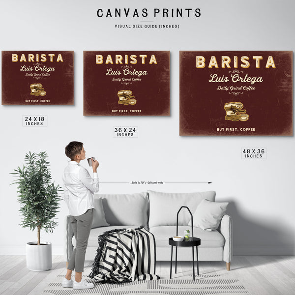 Personalized Barista Sign, But First, Coffee, Oxblood & Gold, image 10
