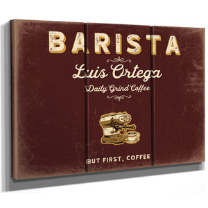 Personalized Barista Sign, But First, Coffee, Oxblood & Gold, image 14