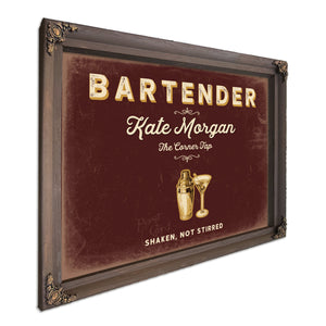 Personalized Bartender Sign, Shaken, Not Stirred, Oxblood & Gold, image 7