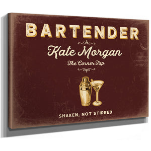 Personalized Bartender Sign, Shaken, Not Stirred, Oxblood & Gold, image 8