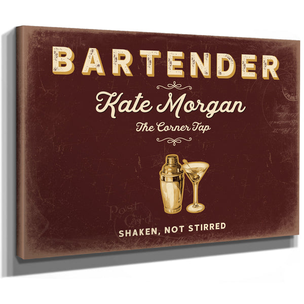 Personalized Bartender Sign, Shaken, Not Stirred, Oxblood & Gold, image 8