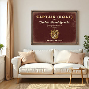 Personalized Boat Captain Sign, My Boat, My Rules, Oxblood & Gold, image 5