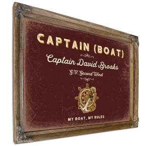 Personalized Boat Captain Sign, My Boat, My Rules, Oxblood & Gold, image 6
