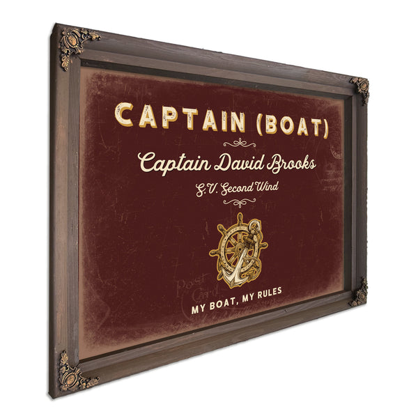 Personalized Boat Captain Sign, My Boat, My Rules, Oxblood & Gold, image 7