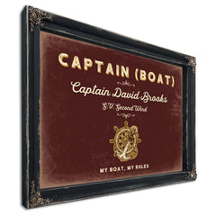 Personalized Boat Captain Sign, My Boat, My Rules, Oxblood & Gold, image 1