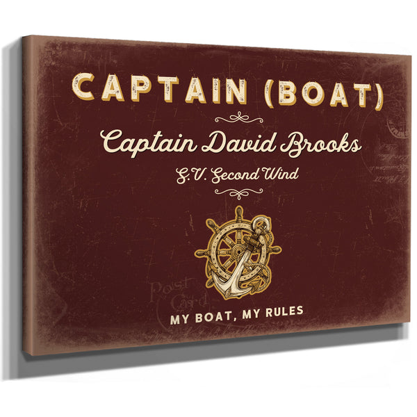 Personalized Boat Captain Sign, My Boat, My Rules, Oxblood & Gold, image 8