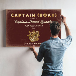 Personalized Boat Captain Sign, My Boat, My Rules, Oxblood & Gold, image 9