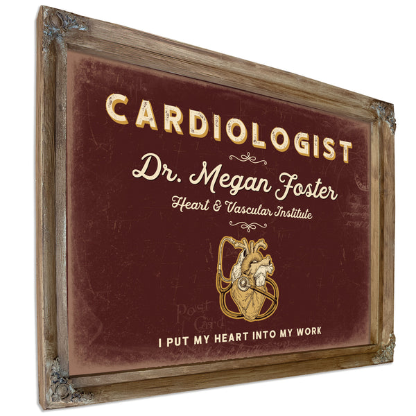 Personalized Cardiologist Sign, I Put My Heart Into My Work, Oxblood & Gold, image 6