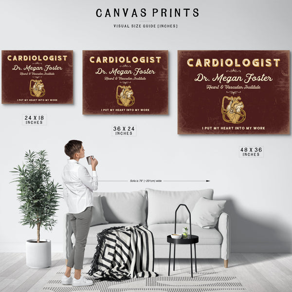 Personalized Cardiologist Sign, I Put My Heart Into My Work, Oxblood & Gold, image 10