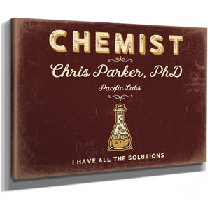 Personalized Chemist Sign, I Have All the Solutions, Oxblood & Gold, image 8