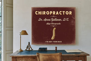 Personalized Chiropractor Sign, I've Got Your Back, Oxblood & Gold, image 2