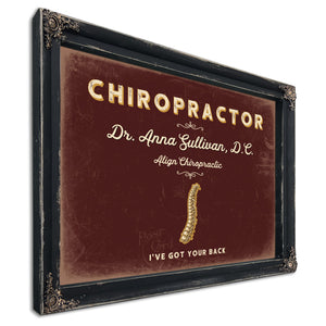 Personalized Chiropractor Sign, I've Got Your Back, Oxblood & Gold, image 1