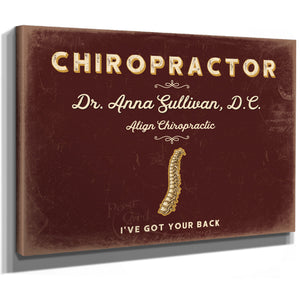 Personalized Chiropractor Sign, I've Got Your Back, Oxblood & Gold, image 8