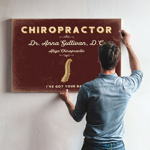 Personalized Chiropractor Sign, I've Got Your Back, Oxblood & Gold, image 9