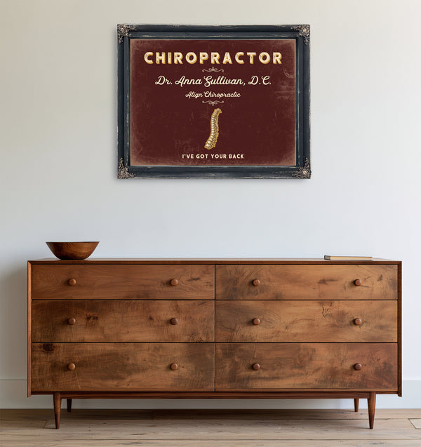 Personalized Chiropractor Sign, I've Got Your Back, Oxblood & Gold, image 19