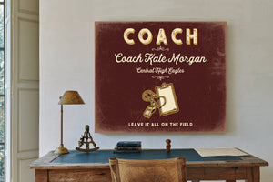 Personalized Coach Sign, Leave It All on the Field, Oxblood & Gold, image 2