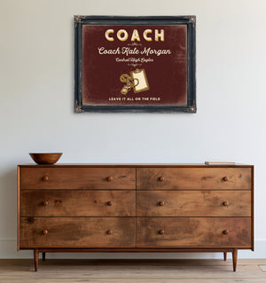 Personalized Coach Sign, Leave It All on the Field, Oxblood & Gold, image 19