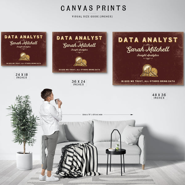 Personalized Data Analyst Sign, In God We Trust, All Others Bring Data, Oxblood & Gold, image 10