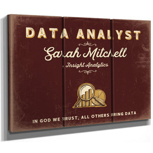 Personalized Data Analyst Sign, In God We Trust, All Others Bring Data, Oxblood & Gold, image 14