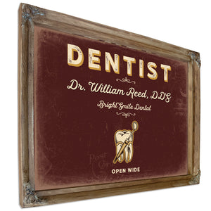 Personalized Dentist Sign, Open Wide, Oxblood & Gold, image 6