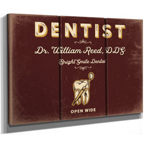 Personalized Dentist Sign, Open Wide, Oxblood & Gold, image 14