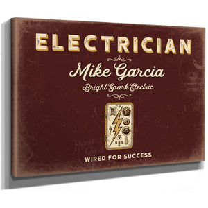 Personalized Electrician Sign, Wired for Success, Oxblood & Gold, image 8