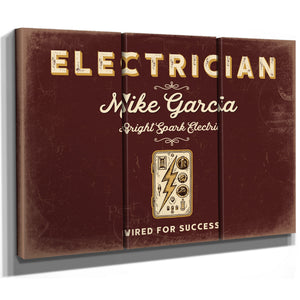 Personalized Electrician Sign, Wired for Success, Oxblood & Gold, image 14