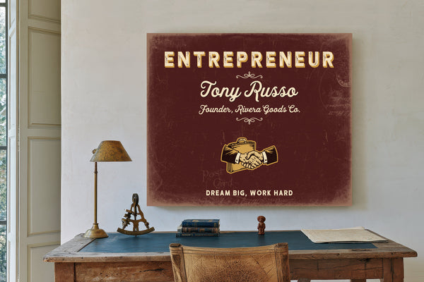 Personalized Entrepreneur Sign, Dream Big, Work Hard, Oxblood & Gold, image 2