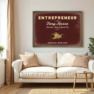 Personalized Entrepreneur Sign, Dream Big, Work Hard, Oxblood & Gold, image 5