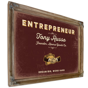 Personalized Entrepreneur Sign, Dream Big, Work Hard, Oxblood & Gold, image 6