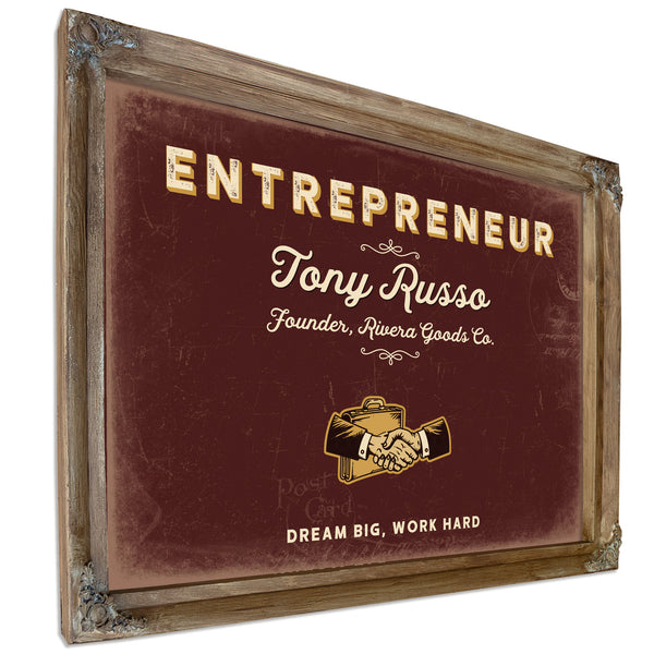 Personalized Entrepreneur Sign, Dream Big, Work Hard, Oxblood & Gold, image 6